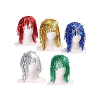 Peluca de Fiesta Disco de PVC Colorida para Mujer, Disfraz, Baile de Máscaras, Decoraciones de Escenario, Baile, Carnaval, Decoraciones de Fiesta de Seda