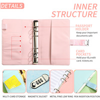 Großhandel benutzer definierte neue Nummer Macaron Binder Notebook mit Schloss Digital Passwort PU Leder Tagebuch 6 Ring Budget Binder
