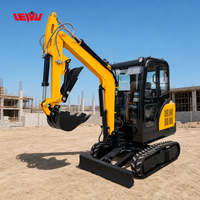 Excavator Mini Diesel Berkualitas Tinggi 1 Ton 2 Ton 3.5 Ton dengan Kabin Multifungsi untuk Kebun