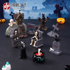 Adorno de Resina de Calavera, Momia y Fantasma para Halloween, Decoración de Escritorio para Interiores, Regalo Artesanal Hecho a Mano - Product Image 1