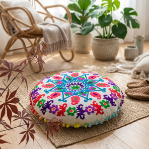 Coussin de sol non tissé rond brodé des fabricants pour la décoration intérieure pour l'hôpital et l'hôtel Taies d'oreiller et de coussin - Product Image 3