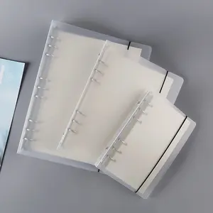Factory High Quality A4 A5 A6 A7 Ring Binder File Folder With Elastic Band PP Clear Spiral Notebook Cover