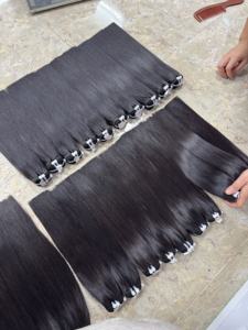 Extensions de cheveux naturels lisses 100% cheveux humains vietnamiens, trame brute vierge, cuticules alignées, double trame, vente en gros - Product Image 2