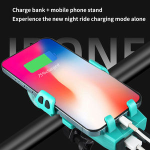 Support de téléphone portable multifonctionnel pour vélo avec feu avant et klaxon, rechargeable, pour équipement cycliste en gros - Product Image 5