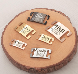 Plaque d'identification personnalisée pour <span class=keywords><strong>chien</strong></span> et <span class=keywords><strong>chat</strong></span>, étanche, en métal, gravée double face, accessoire pour collier - Product Image 1