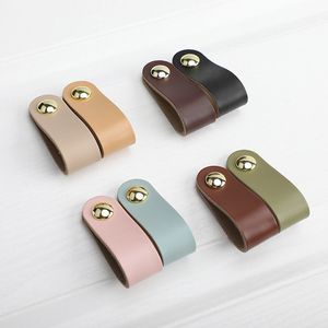 Мебельная головка для шкафа, кожаные тянущиеся ручки, Детская Противоударная дверная ручка для шкафа, кожаная ручка для ящика - Product Image 4