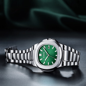 LIGE BW8803 Nuevo Reloj de Cuarzo de Moda para Hombre BANGWEI, Deportivo, Impermeable y Luminoso, Color Dorado con Esfera Verde - Product Image 3