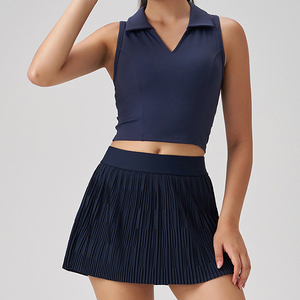 Nouvel Arrivage Ensemble de Sport Femme : Débardeur de Yoga à Bonnets Intégrés et Mini-Jupe Anti-Exposition Deux-en-un, Coupe Ajustée pour Pilates et Tennis - Product Image 1