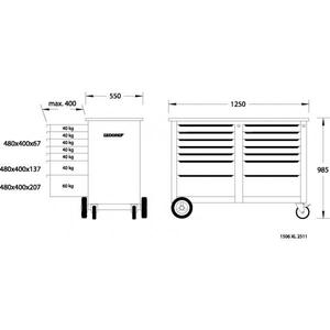 GEDORE-Grand établi mobile 2528088 avec 2x7 tiroirs-EAN 4010886900147 BANCS ET TABLES - Product Image 2