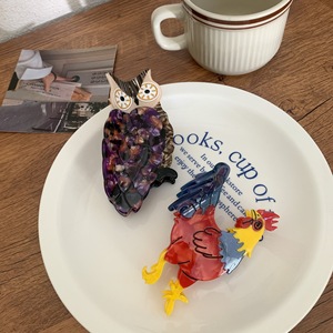 Pinza de Pelo con Forma de Animales de Acetato Colorido, Diseño Creativo, Búho Dulce, Accesorios PARA EL Cabello Femenino, Pinzas de Garra de Gallo Grande Simulada - Product Image 3