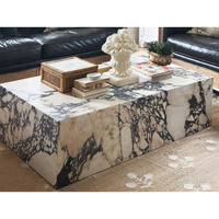 Table basse en marbre Calacatta Viola naturel sur piétement, mobilier de luxe pour salon, personnalisable