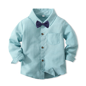 Completo da Cerimonia per Bambino - Stile Coreano Autunno/Inverno - Camicia a Maniche Lunghe con Papillon - <span class=keywords><strong>Set</strong></span> 2 Pezzi per Matrimonio - Product Image 4