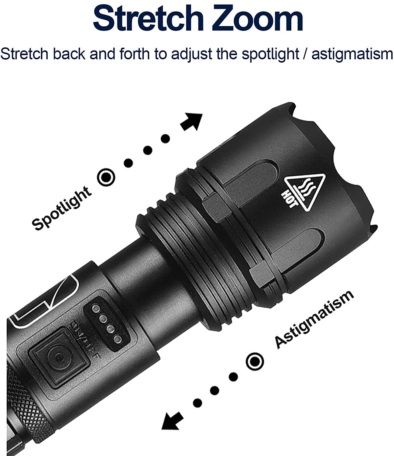 Lanterna led tática com zoom, para áreas externas, poderosa, com