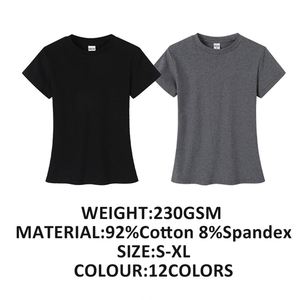 Camiseta de Verano con Diseño Personalizado, Corte Regular, Básica, Cuello Redondo, Ajustada, de Algodón para Mujer - Product Image 2