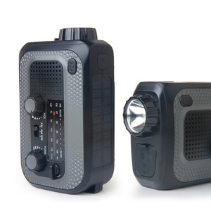 Radio météo d'urgence portable multifonctionnelle pour l'extérieur, lampe torche manuelle, charge solaire NOAA, banques d'alimentation - Product Image 1