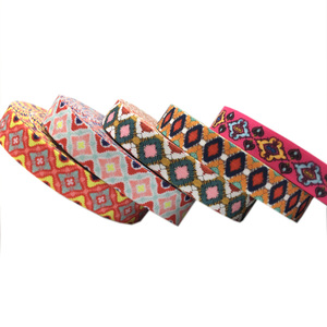 100 yardas 15mm diseño geométrico de diamante azteca impreso pliegue sobre cinta elástica FOE para manualidades DIY lazo para el cabello pulsera chica sombreros - Product Image 3