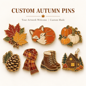 Pin personalizado de otoño de esmalte duro, estampado a troquel, con diseño de hoja de roble, <span class=keywords><strong>bellota</strong></span> y piña dorados brillantes, insignia de cosecha, recuerdo, proveedor mayorista a granel - Product Image 1