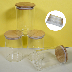 Best selling kitchen high borosilicate glass storage jars set With Bamboo Lid