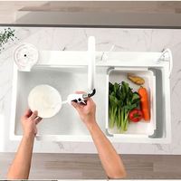Évier de cuisine commercial blanc en acier inoxydable 304 sur mesure, à cuve unique, haute pression, avec robinet, à poser sur comptoir