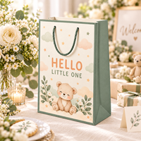 Sacs cadeaux en papier d'art de luxe imprimés sur mesure, durables, avec pelliculage et poignées en corde, pour les cadeaux de fête de naissance