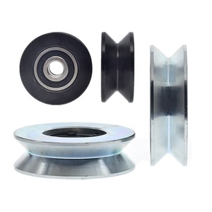 Rulman makaralı tel halat kılavuz tekerlek halat tel kasnak ile v-kanal kasnak kılavuz rayı parça oluk tekerlek - Product Image 1