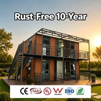 Casa Contenedor Expandible de Dos Pisos, 20 pies, 4 Dormitorios, Villa Modular Prefabricada, Doble Planta, Casa Familiar de Lujo para Vacaciones en la Playa con Balcón