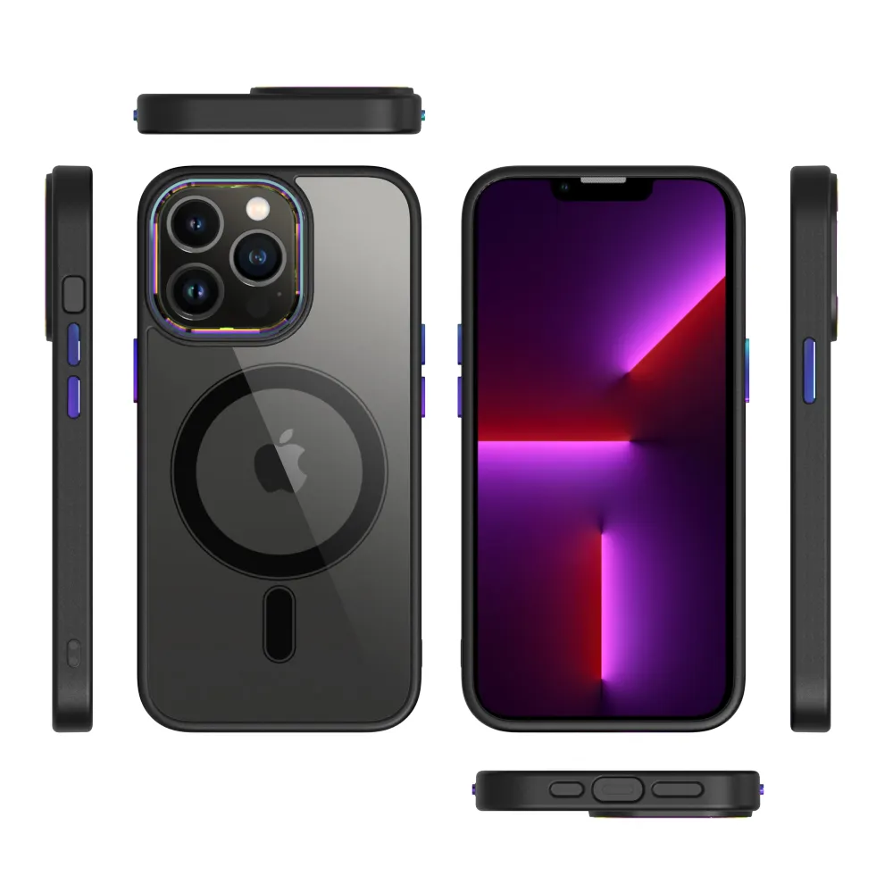 Alaşım kamera kaplama düğmeleri HD kristal akrilik sert kapak kılıf 3 in 1 cep telefonu kılıfı iPhone 11 12 13 Mini Pro Max