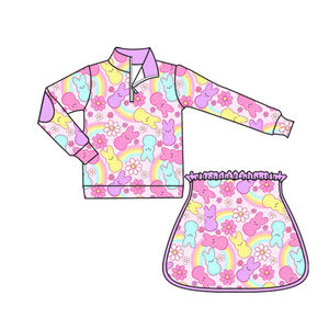 GLD1578 Conjunto de Falda y Camiseta de Manga Larga con Estampado de Conejito de Pascua y Arcoíris para Niña Pequeña, Venta al por Mayor - Product Image 1