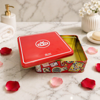 Boîtes en fer blanc de luxe de forme carrée de qualité alimentaire pour biscuits, gâteaux et autres produits, en métal et étain.