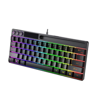 Teclado Gaming Compacto Ergonómico Mini de 64 Teclas con Retroiluminación LED RGB Personalizada, Conexión USB