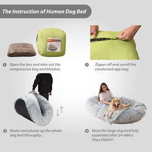 Cama de perro humano de piel sintética lavable para dormir, cama ortopédica para mascotas, cama gigante con manta para personas, familias, mascotas - Product Image 6