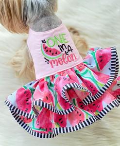 Vestido de Arnés para Perro, Vestido de Sandía Personalizado con <span class=keywords><strong>Nombre</strong></span> Bordado, Vestido de Boda para Perro Rosa, <span class=keywords><strong>Ropa</strong></span> de Cumpleaños para Perro - Product Image 3