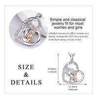 Vente en gros de bijoux fins Collier pendentif mère et bébé fille en argent sterling 925 avec cœur de cheval