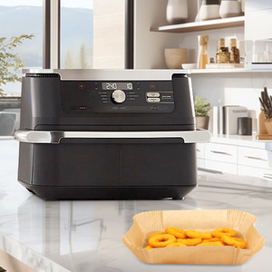 Papel para freidora de aire Ninja, 10.4L, rectangular, con dos recipientes, fácil de limpiar, accesorio para hornear - Product Image 1