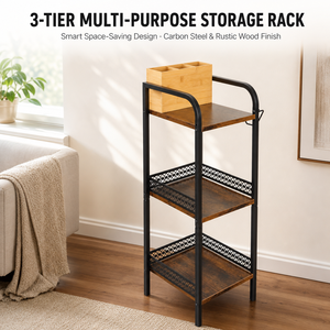 Scaffale Organizzatore a 3 Ripiani <span class=keywords><strong>in</strong></span> Metallo <span class=keywords><strong>da</strong></span> <span class=keywords><strong>Terra</strong></span> per Bagno con <span class=keywords><strong>Portarotolo</strong></span>, per Cosmetici, Cucina, Lavanderia - Product Image 6
