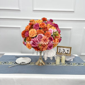 Fábrica DKB Venta al por mayor Centros de mesa para eventos de bodas Bola de flores naranjas artificiales Suministros de decoración de bodas - Product Image 1