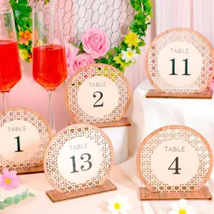 Pafu Wedding 15Pcs Wooden Table Numbers Decoration Rustic Wooden Wedding Table Numbers For Wedding Reception