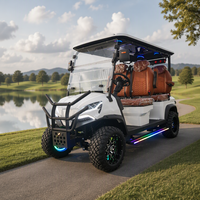 Voiturette de golf électrique 4 places avec toit et pare-brise, buggy de golf tout-terrain surélevé avec bande lumineuse RGB pour le tourisme