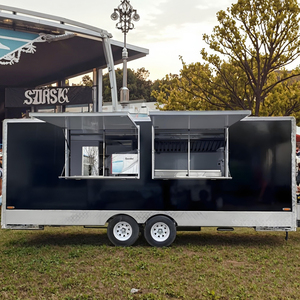 Tùy Chỉnh Màu Đen Vuông Di Động Thực Phẩm Trailer Xe Tải Đường Phố Nhà Hàng Với Đầy Đủ Nhà Bếp Cho Bánh Pizza Kẹo & Chip - Product Image 4