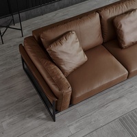 Canapé de bureau italien en cuir véritable, sectionnel, pour salle d'accueil d'entreprise, moderne, trois places, avec table basse, ensemble combiné