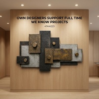 Projet d'ingénierie de décoration hôtelière : Art mural abstrait moderne sculpté, relief 3D texturé, œuvre d'art peinte à la main à l'huile sur toile