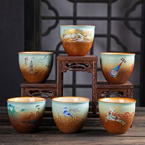 Chinese Retro Style Kiln Change Handmade Ceramic <b>Teacup</b> 100/150ml Zen Printing Deer Tea Bowl Jianzhan Kung Fu Teaware Gift - Product Image 1