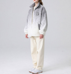 Vêtements d'hiver chauds veste polaire pour hommes mode <span class=keywords><strong>Ombre</strong></span> broderie Logo doublé vêtements pour hommes veste Stand décontracté personnalisé tissé - Product Image 5