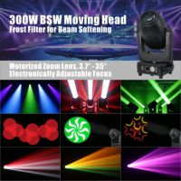 Projecteur LED 300W BSW 3-en-1 à tête mobile RGBW Beam (3.7-35) Stroboscope DMX512 IP20 CRI 90 avec prisme en aluminium et roues Gobo pour éclairage de scène de mariage