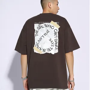 Produsen kosong klasik longgar pria Distressed bergaris Cap lengan kualitas tinggi katun putih Dtg Digital Printing T Shirt