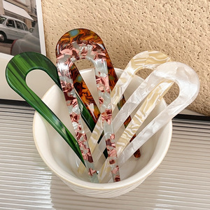Épingle à chignon de luxe en acétate de cellulose à 2 griffes, motif coquillage minimaliste, pour coiffure quotidienne - Product Image 3