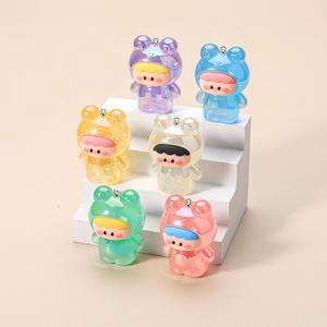 Color recubierto luminoso Uv Rana bebé muñeca de dibujos animados acrílico coche colgante Diy llavero accesorios bolsa hebilla - Product Image 3