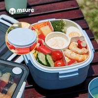 Boîte à lunch portable 3 couches tout-en-un pour micro-ondes, couvercle en plastique détachable, anti-fuite, sans BPA, qualité alimentaire, 1300 ml