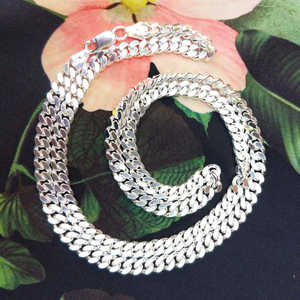 जोए डे प्टा डे ले ली 925 क्यूबन लिंक चेन 5 मिमी रोडियम चढ़ाकर ठोस 925 स्टर्लिंग सिल्वर डायमंड कट क्लोज चेन हार - Product Image 3