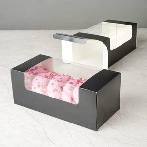 Cajas para Pastelería, Cajas Desechables para Donuts con Ventana Transparente, Cajas de Papel Negro para Empacar Galletas, Muffins, Cupcakes y Mini Pasteles - Product Image 5